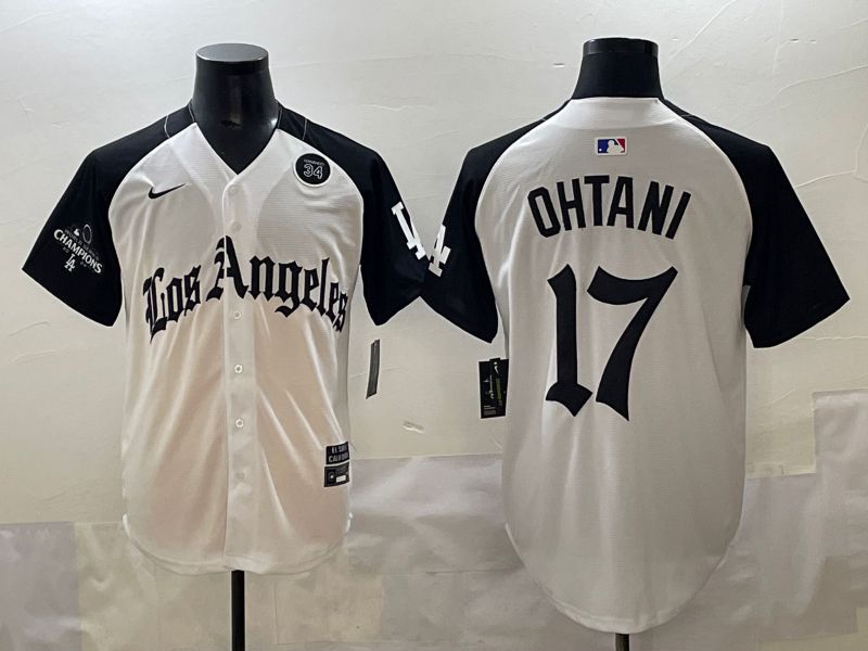 Men 2025 Los Angeles Dodgers #17 Ohtani White black Five generations Joint Name Nike MLB Jersey style 52611->los angeles dodgers->MLB Jersey
